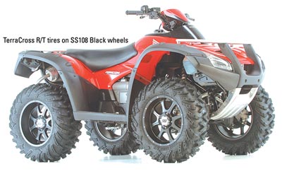 SS 108 ATV Black Wheel installed with Terra Cross R/T Tires