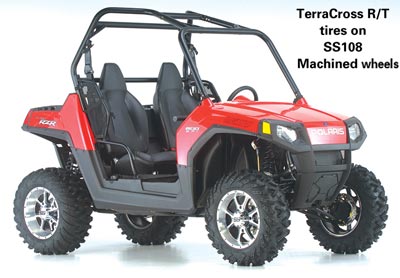 SS 108 ATV Chrome Wheel installed with Terra Cross R/T Tires