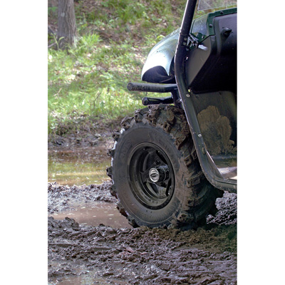 Swamp Fox Sport Utility ATV Tire shown mounted on ATV front