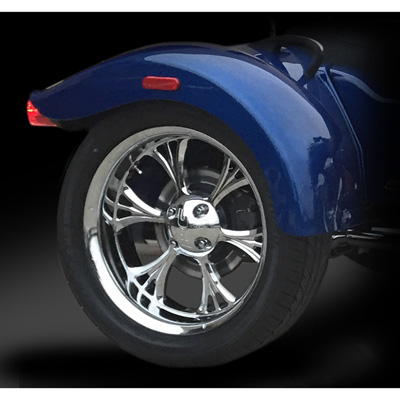 Dynasty Accent Trike Forged rear wheel closeup shown on a Trike