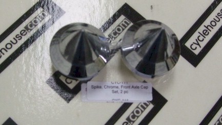 Cycle House Spiked Front Axle Caps-Billet. Polished. Set Of 2