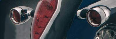 Kuryakyn Deep Dish Bezels with Smoke Lenses and Red Bulbs