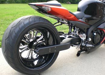 Czar Eclipse Rear wheel shown on a motorcycle, right side view