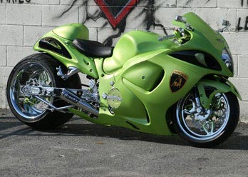 Gladiator Front & Rear wheel installed on Hayabusa shown, side view