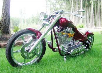 Outlaw front wheel shown on motorcycle chrome finish, angled view