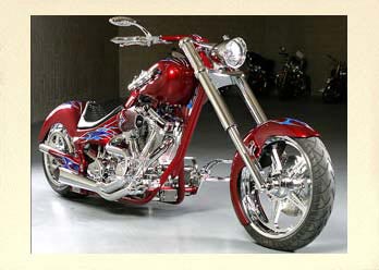 Outlaw front and rear wheel shown on motorcycle chrome finish, angled view