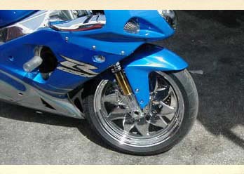 Predator front wheel shown on a Suzuki GSX-R motorcycle