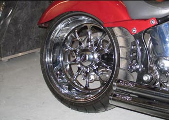 Royal Rear Wheel shown on a motorcycle