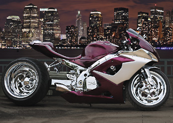 Savage Forged front & rear wheel shown on motorcycle