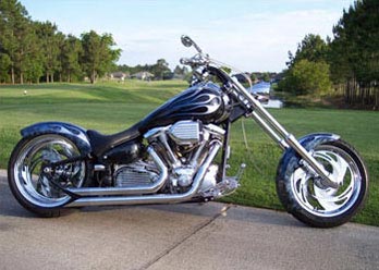 Slash Front and Rear wheel shown on motorcycle, chrome finish