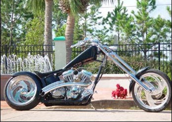 Slash Front and Rear wheel shown on motorcycle, chrome finish