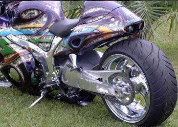 Stingray Forged rear wheel shown on motorcycle, chrome finish