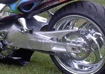 Stingray Forged rear wheel shown on motorcycle