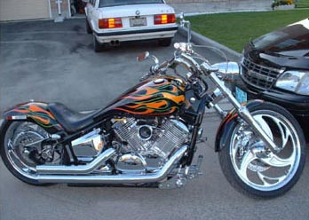 Stingray Forged front and rear wheel shown on motorcycle, chrome finish