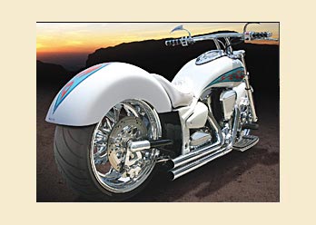 Vega rear wheel shown on motorcycle