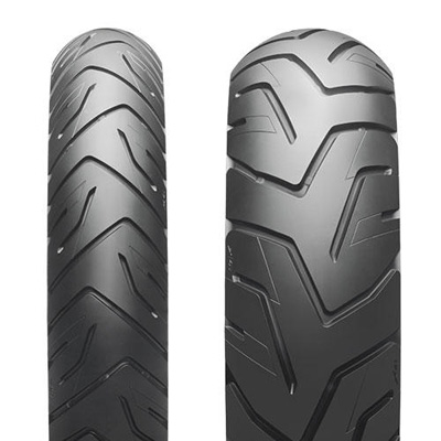 Battlax A41 Adventure Front & Rear Tire together, showing tread pattern