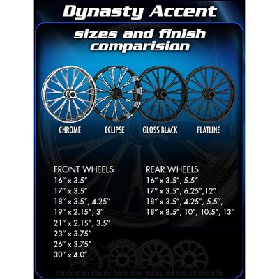 Dynasty Accent Eclipse Forged wheel sizes and finish illustrated with images