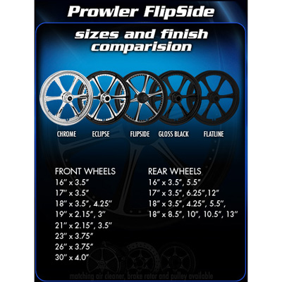 Prowler Flipside Forged wheel sizes and color finish comparision(Chrome, Eclipse, Flipside, Gloss Black & Flatline)